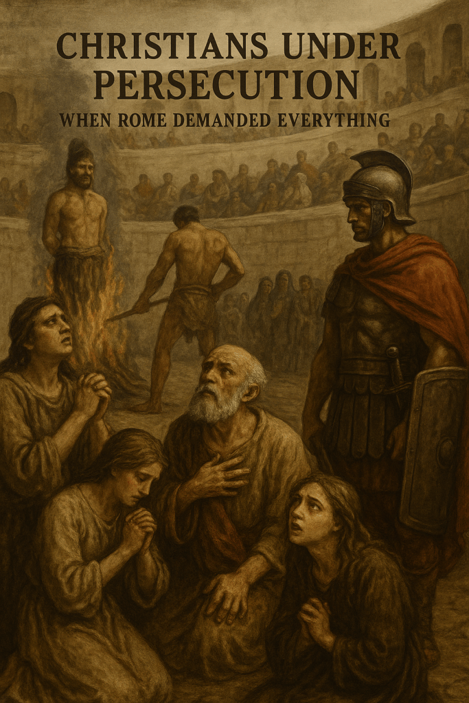 Roman soldiers enforcing imperial control, symbolizing the total demands of empire over body, loyalty, and worship.
